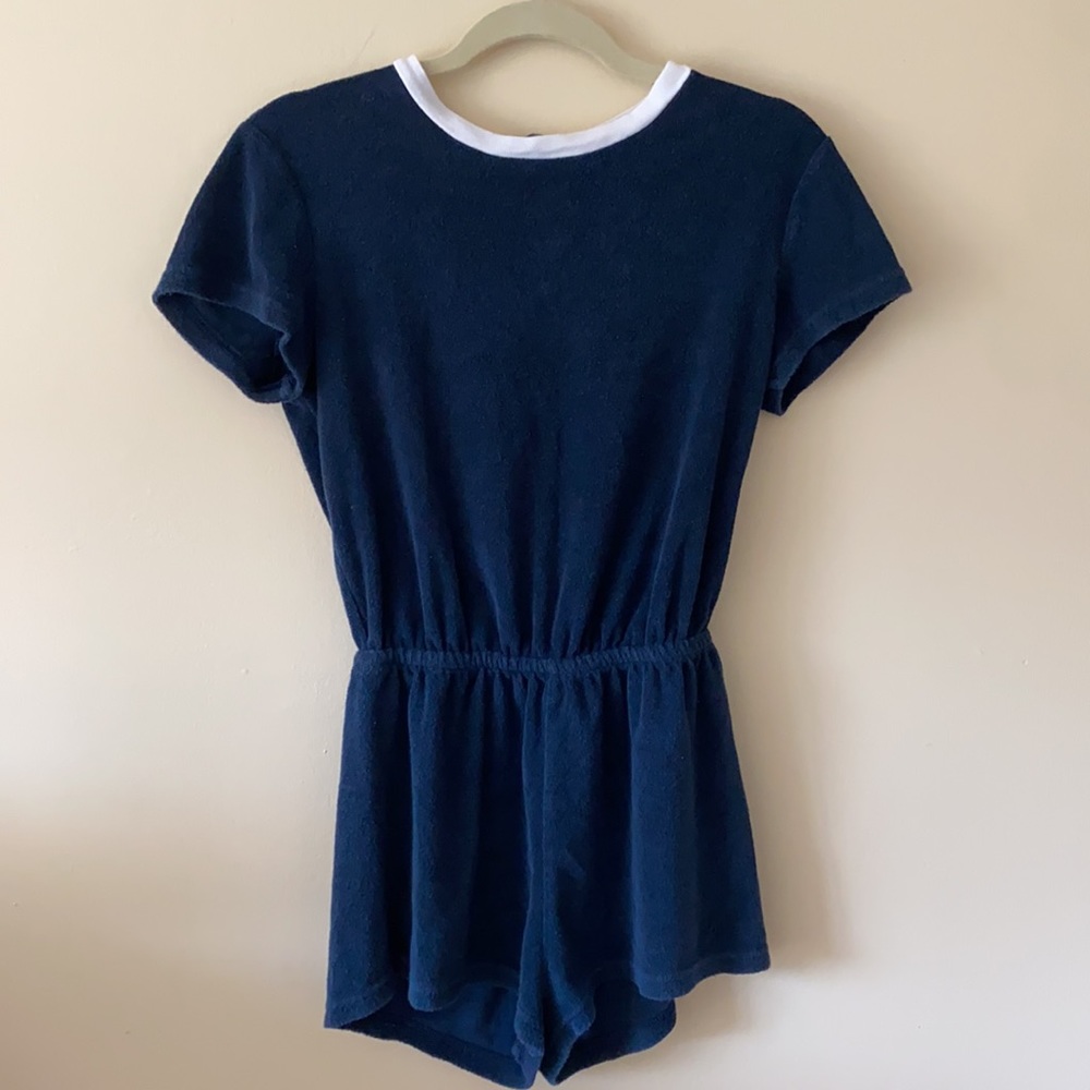 Navy and White American Apparel Terry Romper
